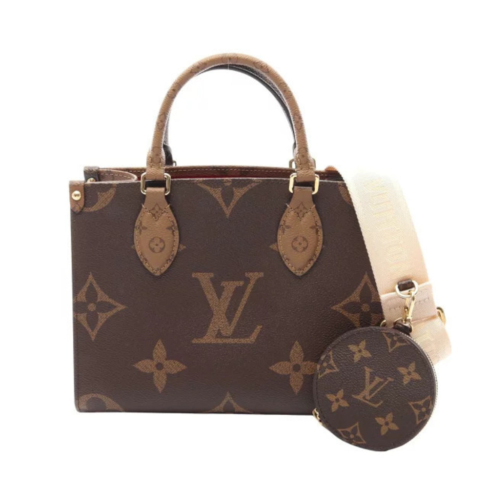 Louis Vuitton On The Go Monogram Giant Reverse Handbag Canvas Brown Beige Cream